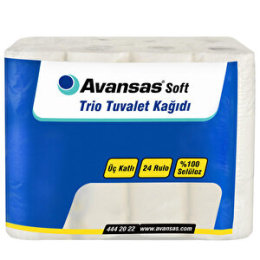 Avansas Soft Trio Pudra Kokulu Tuvalet Kağıdı 3 Katlı 24’lü Paket