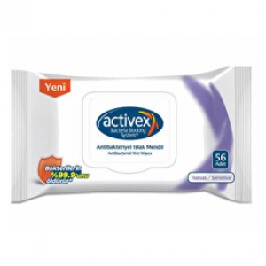 Activex Antibakteriyel Islak Mendil 56lı Hassas Koruma 56Adet