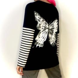 Codazzreet - Butterfly (Unisex) Çizgili Kollu T-Shirt ET1643Ç - kostebek.com.tr