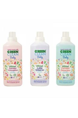 Green Clean Baby (Çamaşır Deterjanı 1 lt + Çamaşır Yumuşatıcı 1 lt + Leke Çıkarıcı 1 lt)