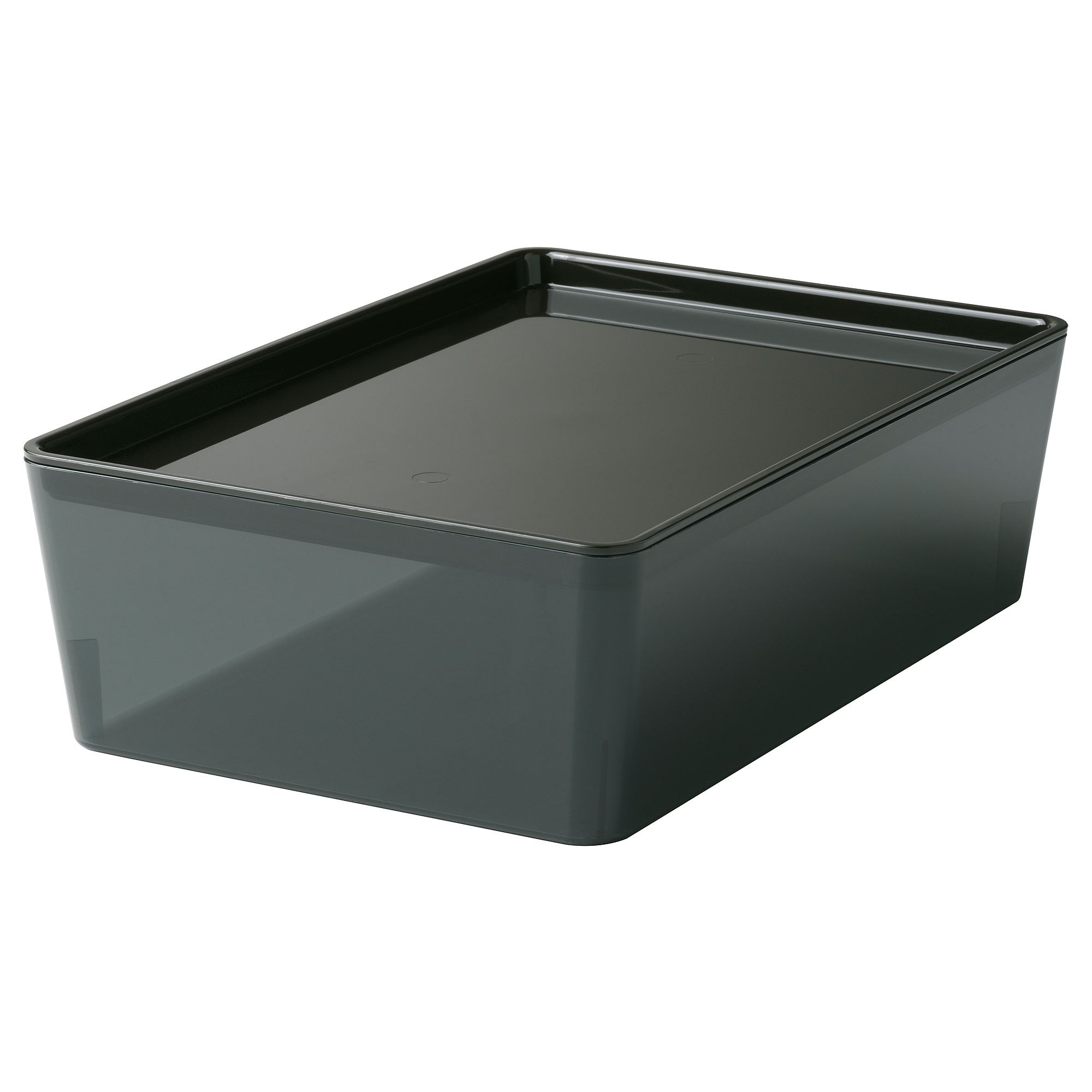 KUGGIS şeffaf siyah 18x26x8 cm kapaklı kutu | IKEA