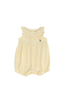 Polo Ralph Lauren Sarı KIDS Sarı Beyaz Çizgili Fırfırlı Kız Bebek Tulum 724997 | Beymen