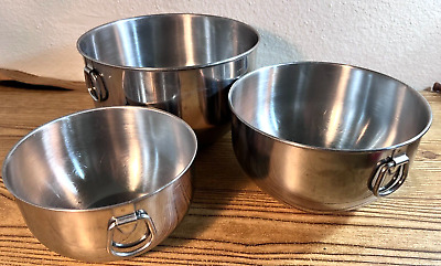 Set of 3 Vintage Farberware  Stainless Steel Mixing Bowl Double Thumb Rings  | eBay