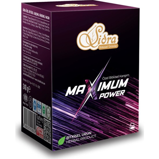 Sidra-Maxımum Power 240 Gr (16 Servis) -Bitkisel Karışımlı Fiyatı