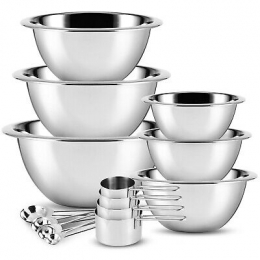 Stainless Steel Mixing Bowls 14 Piece Bowl Set with Measuring Cups and Spoons 840073697598 | eBay
