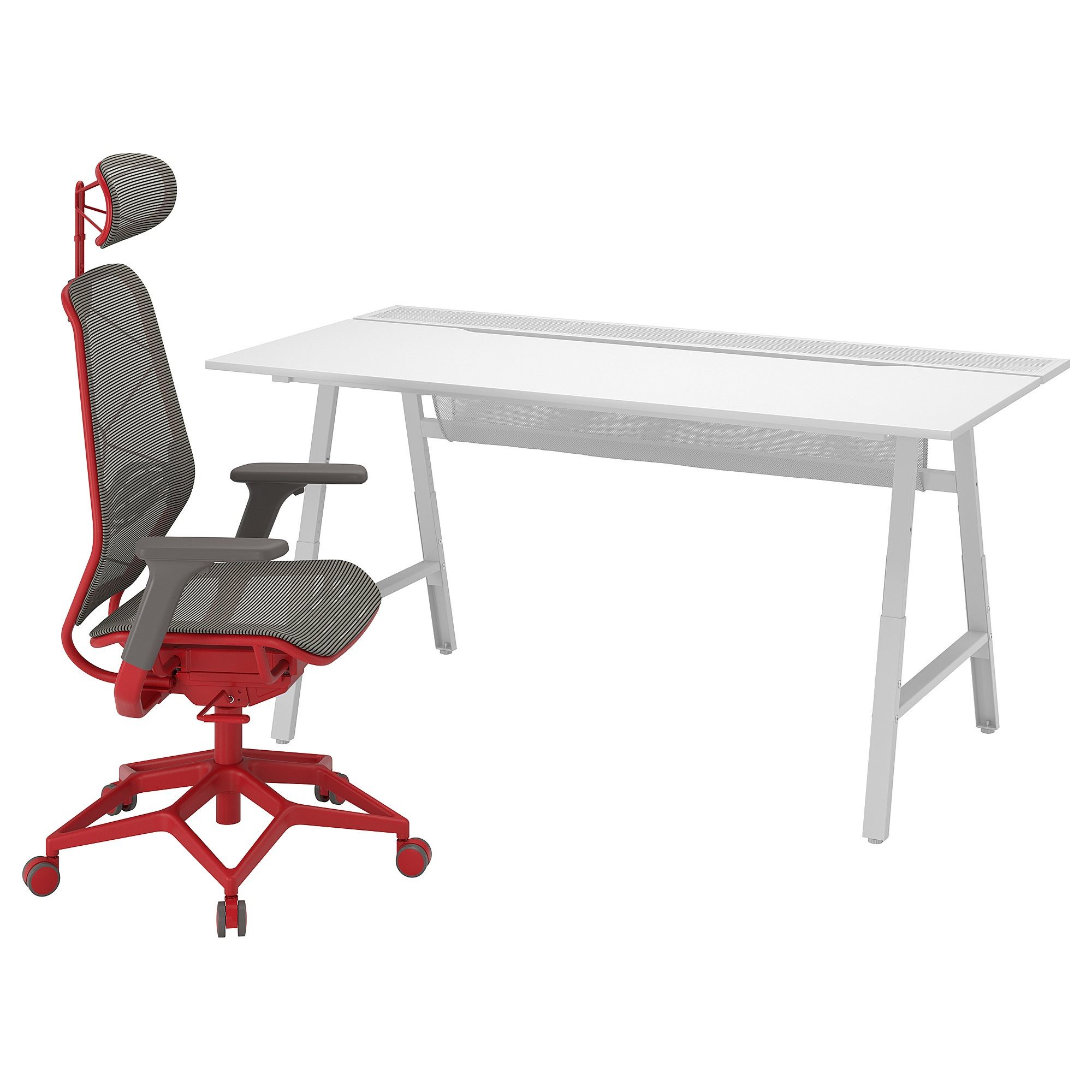 UTESPELARE/STYRSPEL gri-kırmızı oyuncu masası ve sandalyesi | IKEA