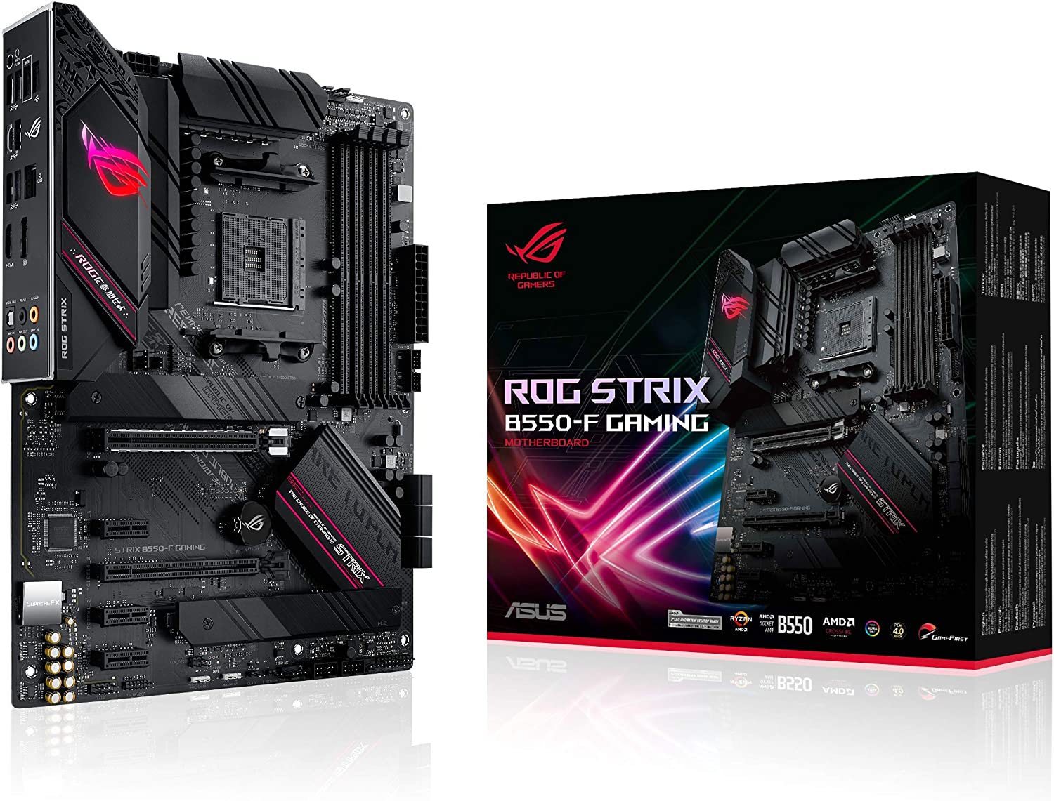 ASUS Rog Strıx B550-F Gaming Anakartlar, AMD B550 Am4 DDR4 4400 DP&nbsp;Hdmı Çift M2 Usb3.2 ARgb 2.5Gbit Lan ATX Pcıe 4.0 ecc ram desteği, AI Ses Engelleyici Mic. Desteği : Bilgisayar