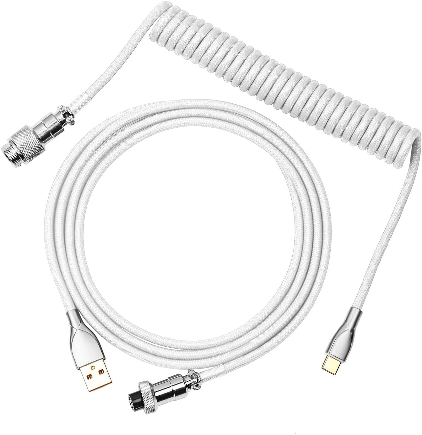 EPOMAKER Mix USB Tip C Kablo 1,8 m, Tip C - USB A, TPU, mekanik klavye spiral kablo, çıkarılabilir Aviator bağlantılı oyun klavyesi için (beyaz) : Bilgisayar