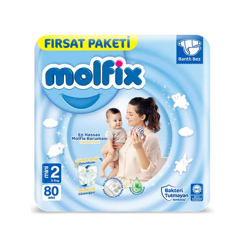 Molfix Bebek Bezi 2 Beden Mini Fırsat Paketi 3-6 kg 80 Adet