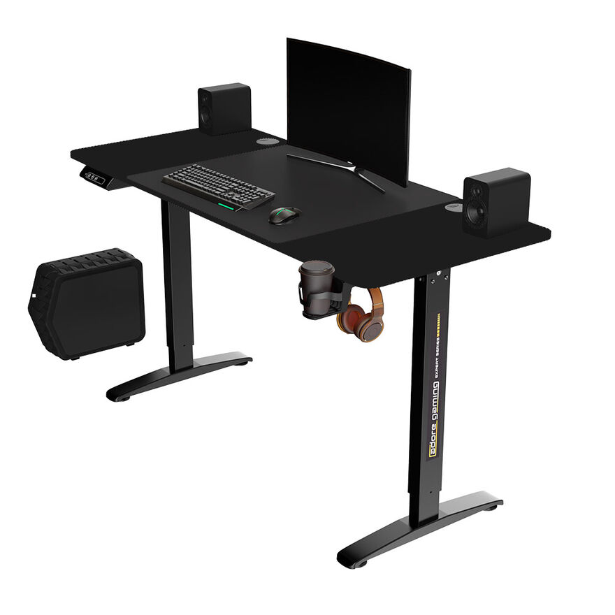 Adore Gaming Yükseklik Ayarlı Oyuncu Bilgisayar Masası-Siyah 140x73-118x60 cm (GxYxD)  ve