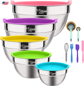 Mixing Bowls Airtight Lids Stainless Steel Nesting Bowls Set 19 Piece by Size 5   eBay