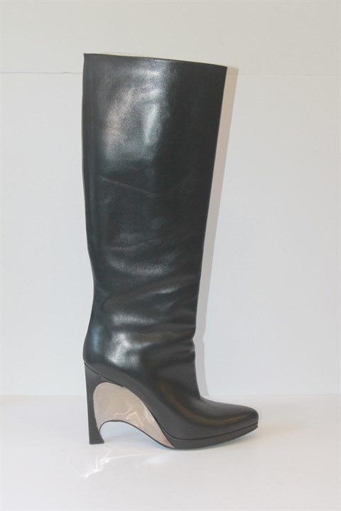 Orijinal İkinci El Christian Dior Black Leather Heeled Boots Deluxe Seconds