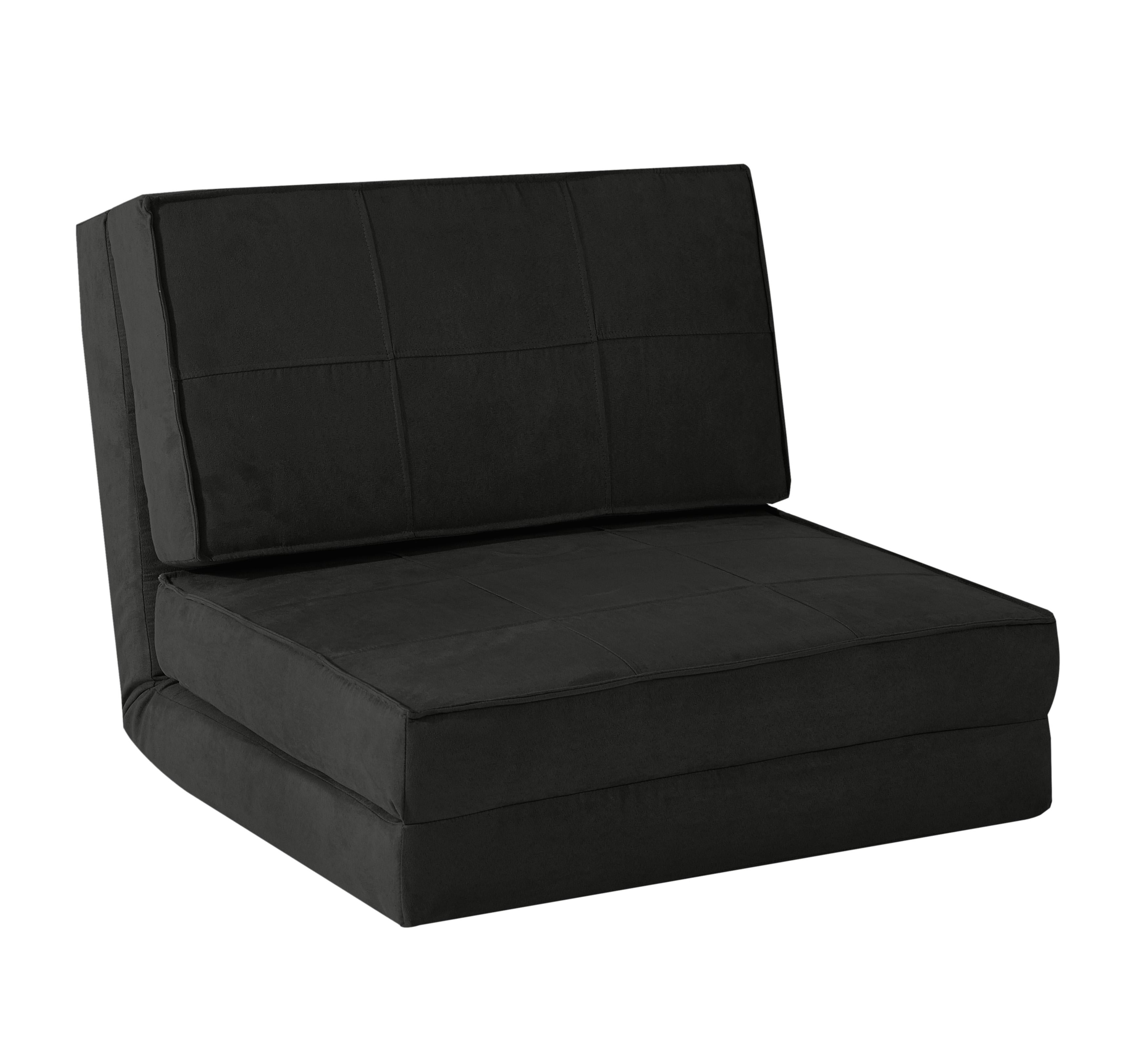 Your Zone Ultra Soft Suede 3 Position Convertible Flip Lounge Chair, Black - Walmart.com