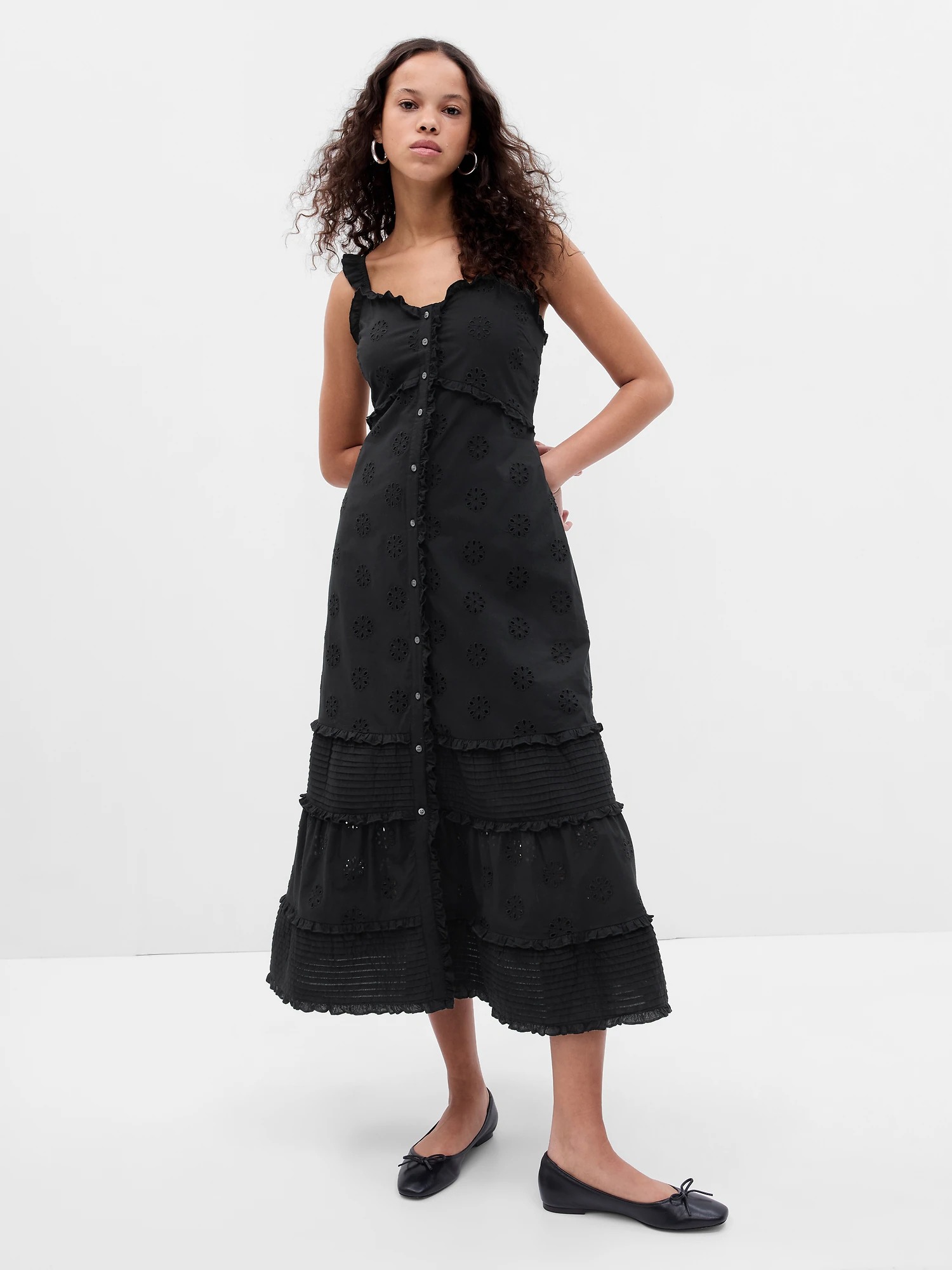 Kadin   Fırfırlı Fisto İşlemeli Maxi Elbise  GAP