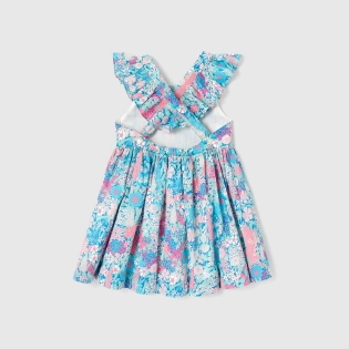 Kız Bebek Çiçek Desenli Fırfırlı Kol Elbise