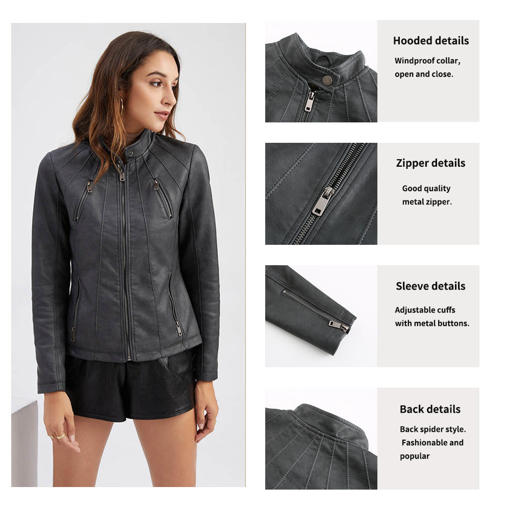 Leather Jackets for Women Spring Female Coat Moto Biker Zipper Jacket