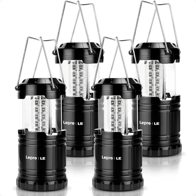 4-Pack LED Camping Lanterns Battery Powered, Collapsible, IPX4 Water R