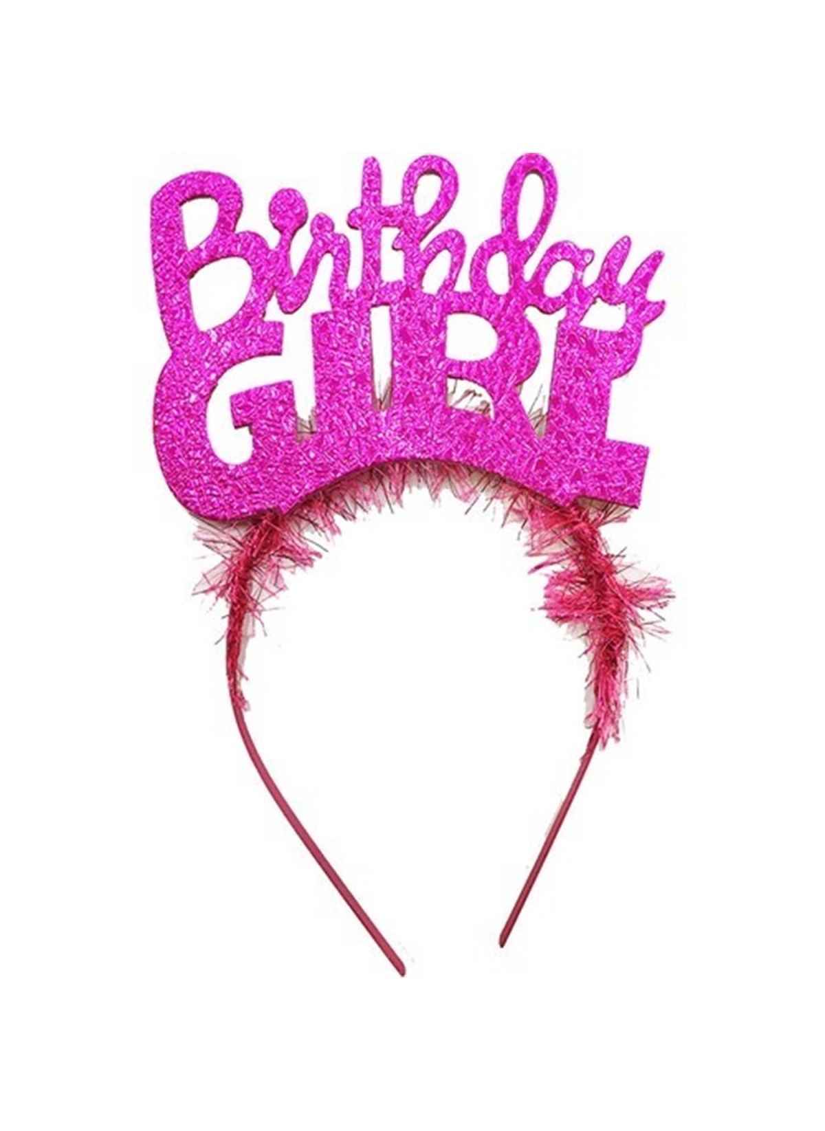 Birthday Girl Yazılı Fuşya Renk Parti Kızı Doğum Günü Tacı