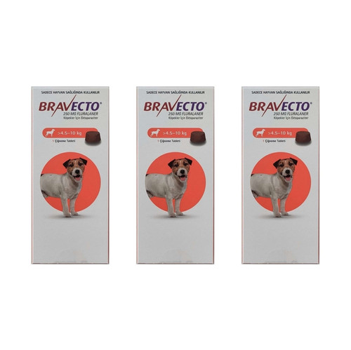 Bravecto 4.5 -10 kg Köpekler için Dış Parazit  3 Tablet  SKT:11.2023