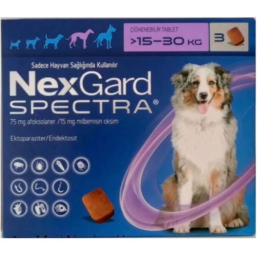 NexgardSpectra 15-30 kg Köpekler İçin İçDış Paraziter 1Kutu 3Tablet .