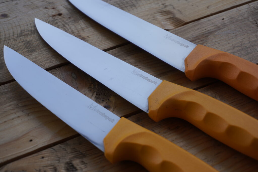 Vira 3 Parça Sarı Saplı Mutfak Bıçağı, Et Kesim Bıçağı, Kurban Bıçak Seti - Bıçak ağzı Av, Ev Bıçakları Pala, Çakı ve Baltalar