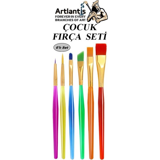 Artlantis Fırça Seti 6 Lı Kısa Sap Çocuk Resim Fırçası 1