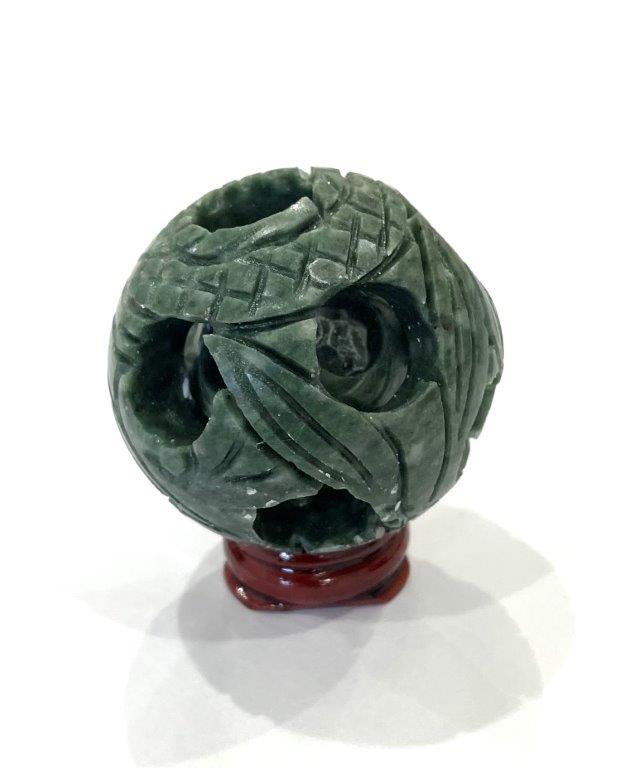 New! Natural  Unique Green Jade Crystal Polished Puzzle Ball