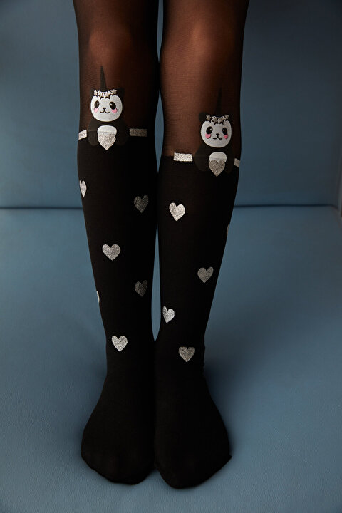 Siyah Kız Çocuk Panda Desenli Külotlu Çorap PCL574PG22SK-500 - Siyah