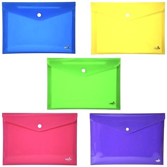 Umix Çıtçıtlı Zarf Dosya A4 5'li Neon Renkler - 300 Mikron
