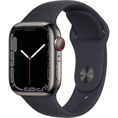 Apple Watch Series 7 GPS + Cellular 41mm Graphite Stainless Steel with Midnight Sport Band - Regula