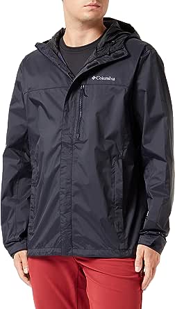 Columbia Erkek Pouring Adventure II ceket Su geçirmez yağmurluk,Siyah,XL : Moda