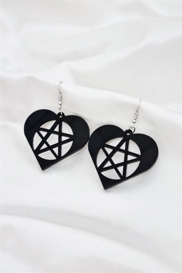 Gothic Heart Pentagram Küpe  Küpe