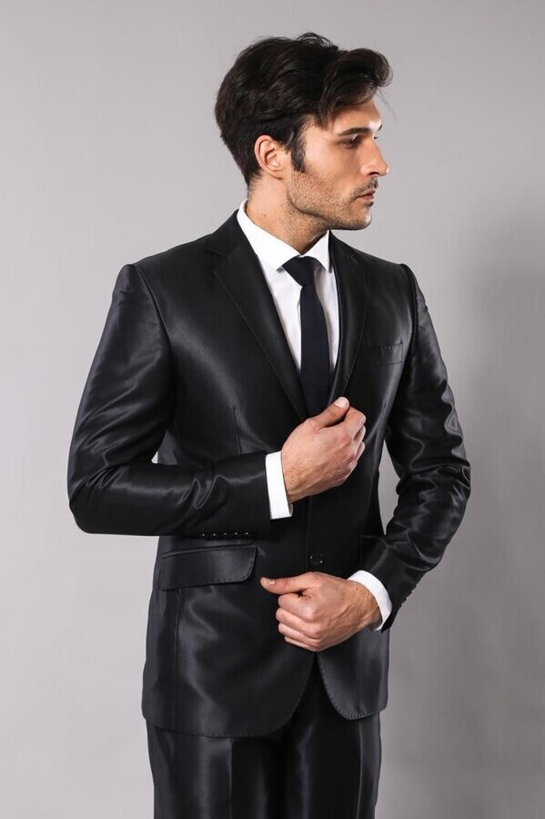 Black Shiny Men's Suit