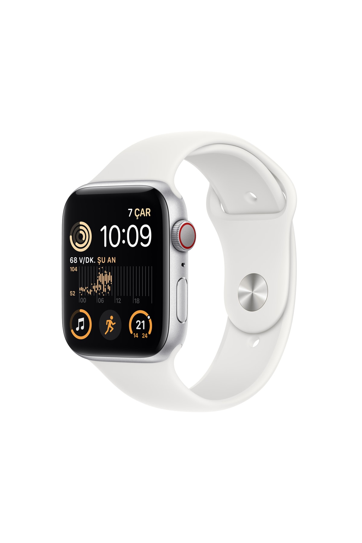 Apple Watch SE 44mm GPS Gümüş Alüminyum Kasa ve Beyaz Spor Kordon - Regular (Apple Türkiye Garantili) ,