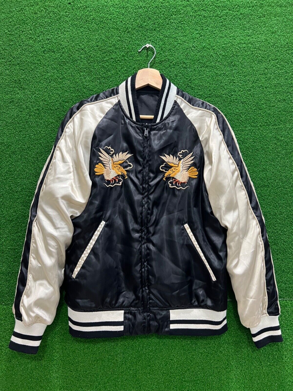 Dragon Embroidery Black Bomber Jacket  The Leather City
