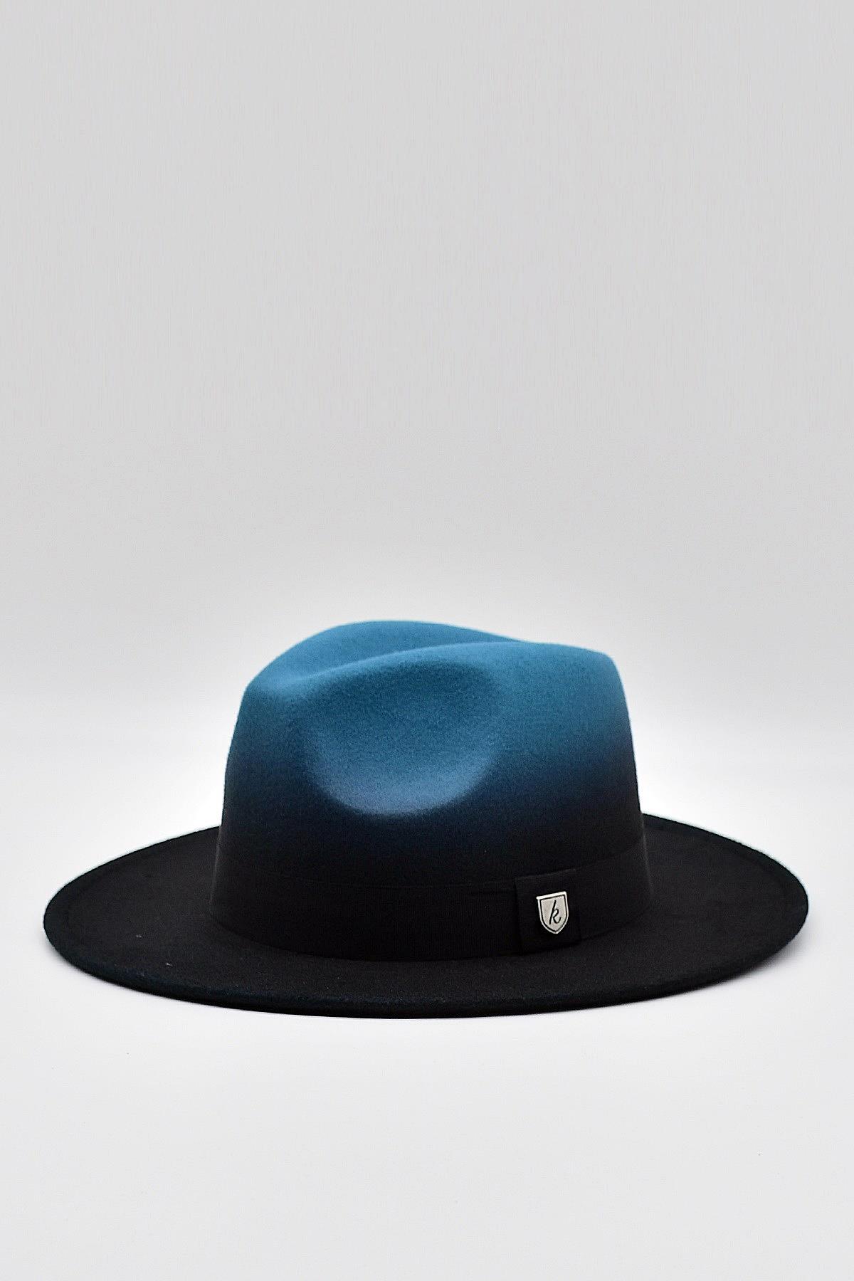Külah Erkek Multicolor Fötr Şapka Petrol Panama Hat KLH7164