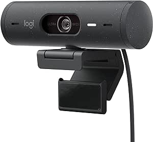 Logitech Brio 500 Full HD Web Kamerası, Işık Düzeltme, Show Mode, Gürültü Engelleyici Mikrofon, Gizlilik Kapağı, Microsoft Teams, Google Meet, Zoom ile Uyumlu, USB-C Bağlantı, Siyah : Bilgisayar