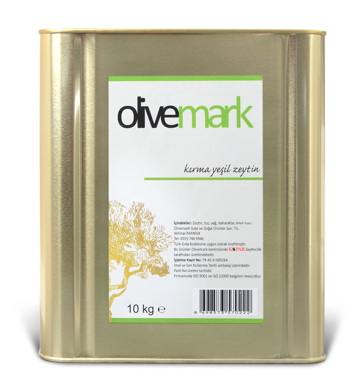 Olivemark Domat Kırma Yeşil Zeytin 10 KG