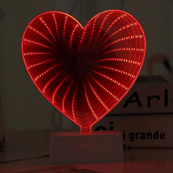 3D SIRADIŞI KALP IŞIKLI KALP 3D HEART TUNNEL LAMP RED LİGHT 3D IŞIKLI USB+ KALPLİ PİLLİ LED IŞIK - Dekoratif Aydınlatma   05455