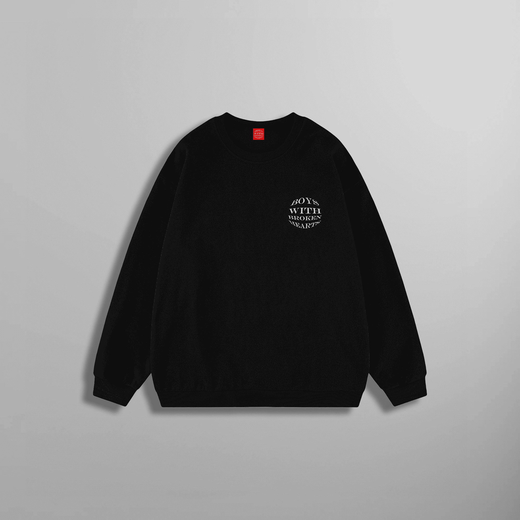Boys With Broken Hearts Embroidery Black Plain Sweatshirt