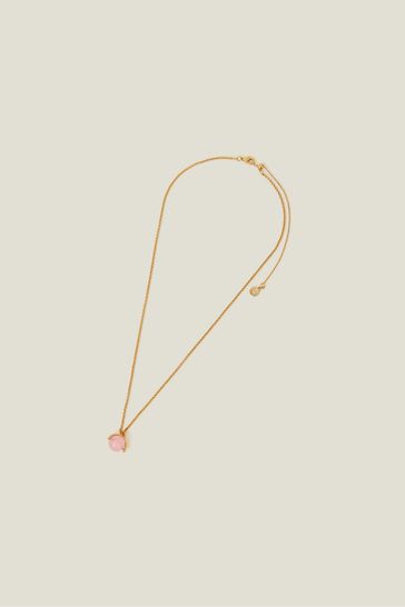 Buy Accessorize Pink 14ct Gold-Plated Sphere Rose Quartz Pendant Necklace